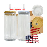 50 Pack 60 Pack 16oz 20oz Libby Shape Acrylic Cans Plastic Can with Plastic or Bamboo Lids and Straws_GGblanks