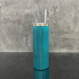 1PC Sample 23oz Bling Durian Studded Stainless Steel Tumbler with Plastic Straw Ideal for DIY Customization_GGblanks