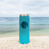 1PC Sample 23oz Bling Durian Studded Stainless Steel Tumbler with Plastic Straw Ideal for DIY Customization_GGblanks