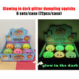 72 Pack 8.5cm Glow in Dark Soft Glitter Dumpling Squishy Stress Relief Rainbow Mystery Fidget Toys Blind Box_GGblanks