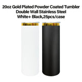 25 Pack 20oz Gold Plated Black and White Straight Tumblers_GGblanks