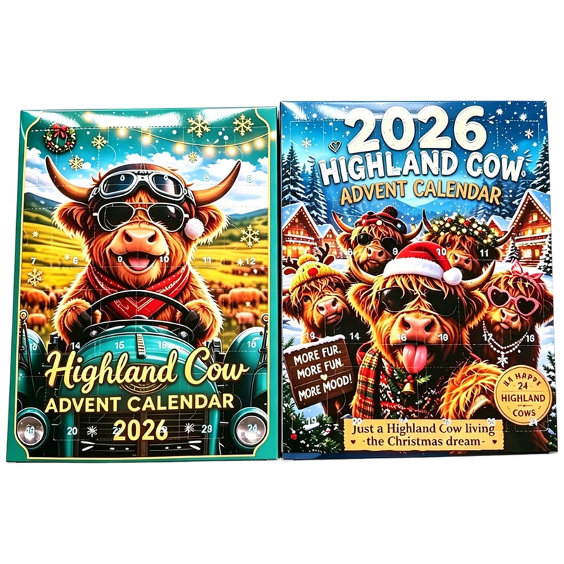 25 Pack 2026 Highland Cow Christmas Advent Calendar 24‑Day Countdown Surprise Blind Box Gift Set for Kids_GGblanks