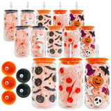 50 Pack 16oz Halloween UV DTF Wraps Designed Glasses Cans_GGblanks
