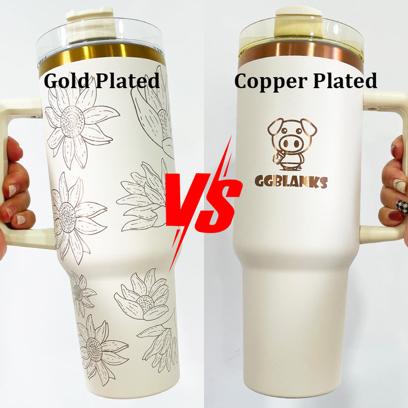 25 Pack Updated to H2.0 40oz Powder Coated Stainless Steel Tumbler Copper Plated Copper Underneath Tumbler_GGblanks