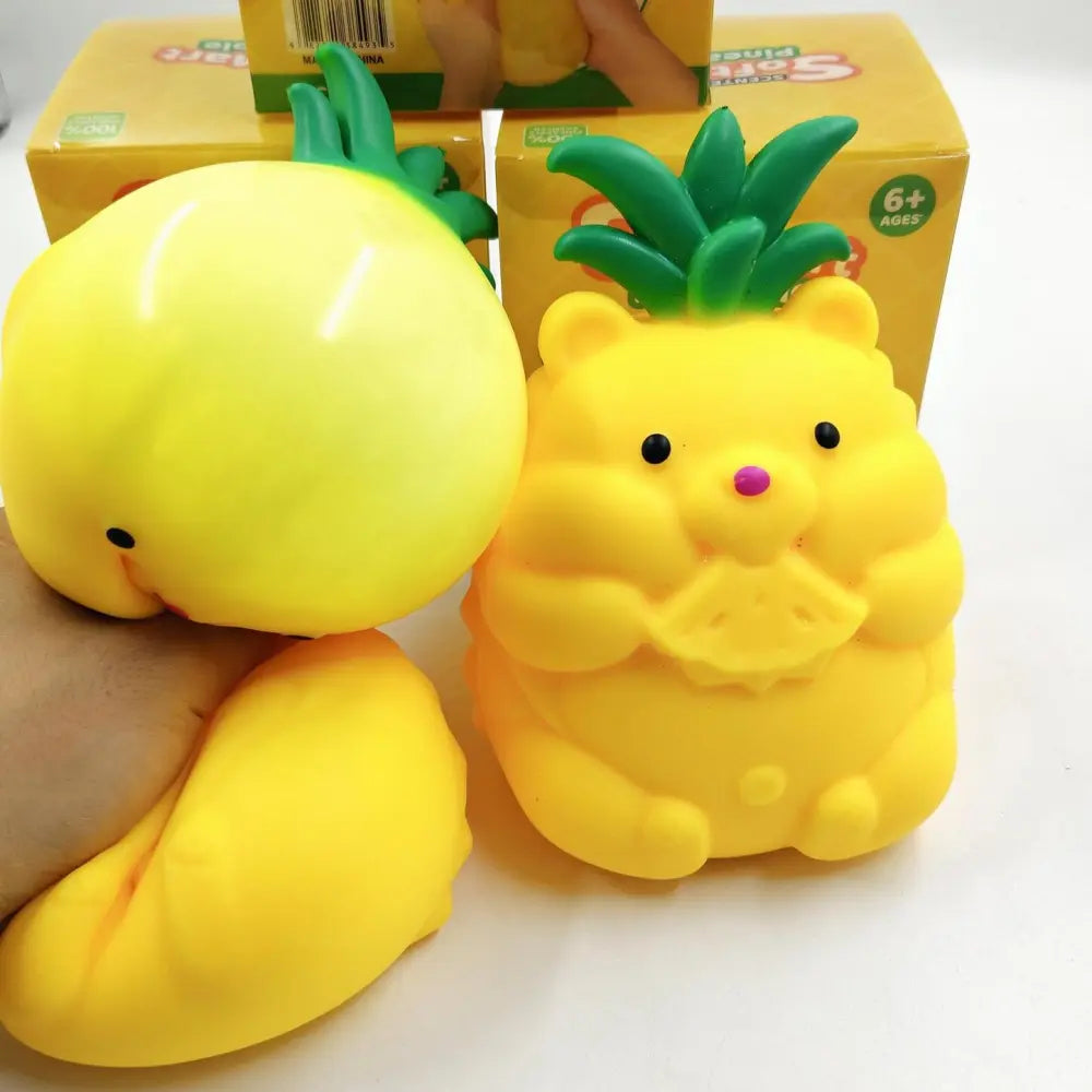 24 Pack Jumbo Pineapple Bear Squishy Fidget Toy Sensory Slow Rising Stress Ball Cute Fruit Bear Squeeze Toy_GGblanks