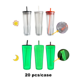 China RTS_Halloween Cups 24oz Glow In The Dark Pre Drilled Snow Globe Double Wall Plastic Acrylic Tumbler_GGblanks