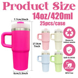 4pcs/12pcs 14oz Kids Baby Macaron Color Tumblers with Handle for Sublimation and UV DTF Wraps_GGblanks