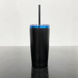 25 Pack Yeti 20oz Rainbow Plated Blue Plated Tumblers Power Coated Tumbers Car Cups Mugs with Colorful Straws_GGblanks