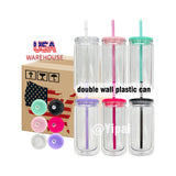 25 Pack 12oz Plastic Cans 12oz Inner 16oz Outer Double Wall Snow Globe Plastic Cans_GGblanks