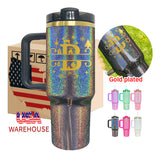 😍H2.0 40oz Blank Sublimation Mirror Gold Plated Shimmer Glitter Stainless Steel Tumbler_GGblanks