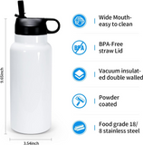 25 Pack China RTS 12/18/22/32oz Sublimation Blank Hydro Flask Water Bottle_GGblanks