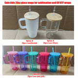 20 Pack China RTS Cute Kids 20oz Glass Mugs for Sublimation and UV DTF Wraps_GGblanks