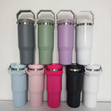 25 Pack Normal/Rainbow Plated 30oz Stainless Steel Water Bottles with Flip Straws_GGblanks