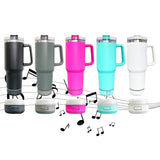 20 Pack 40oz White/Colorful Blank Sublimation Stanley-Style Bluetooth Speaker Tumblers_ GGblanks