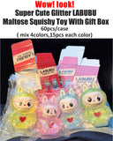 60 Pack Cute Glitter LABUBU Maltose Squishy Stress Relief Fidget Toy with Gift Box for Kids_GGblanks