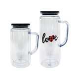 25 Pack China Warehouse Glitter Pre Drilled Hole 12oz 16oz Double Wall Snow Globe Plastic Mug with Handle for UV DTF Transfer Wrap_GGblanks