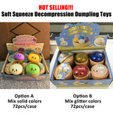 72pcs Pack of Dumpling Squishy Mystery Box Colorful Soft Squeeze Decompression Dumpling Squishy Toys with Steamer_GGblanks