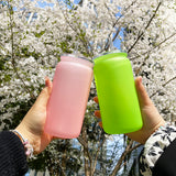 USA RTS_New Plastic Cans Kids 16oz Matte Colored Plastic Can Same Shape as Glass Can with Lids for UV DTF Wraps_GGblanks