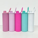 25 Pack Blank Macaron Sublimation 20oz Straight Sports Water Bottle with Two Lids_GGblanks