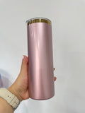 20oz/30oz Rose Gold Color Mirror Gold Underneath Sublimation Skinny/Flip Straw Tumblers_GGblanks