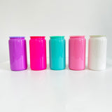 25 Pack 50 Pack 16oz Macaron Solid Color Red Green Christmas Purple Hot Pink Teal Light Pink White Glass Cans_GGblanks