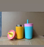 25 Pack 50 Pack 12oz China RTS Owala Style Leak Proof Kids Tumblers with Straw Brushes for Laser Engraving_GGblanks