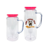 25 Pack China Warehouse Glitter Pre Drilled Hole 12oz 16oz Double Wall Snow Globe Plastic Mug with Handle for UV DTF Transfer Wrap_GGblanks