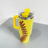 20 Pack USA Presale 40oz H1.0 Yellow Tumbler with Baseball Bling Rhinestone_GGblanks