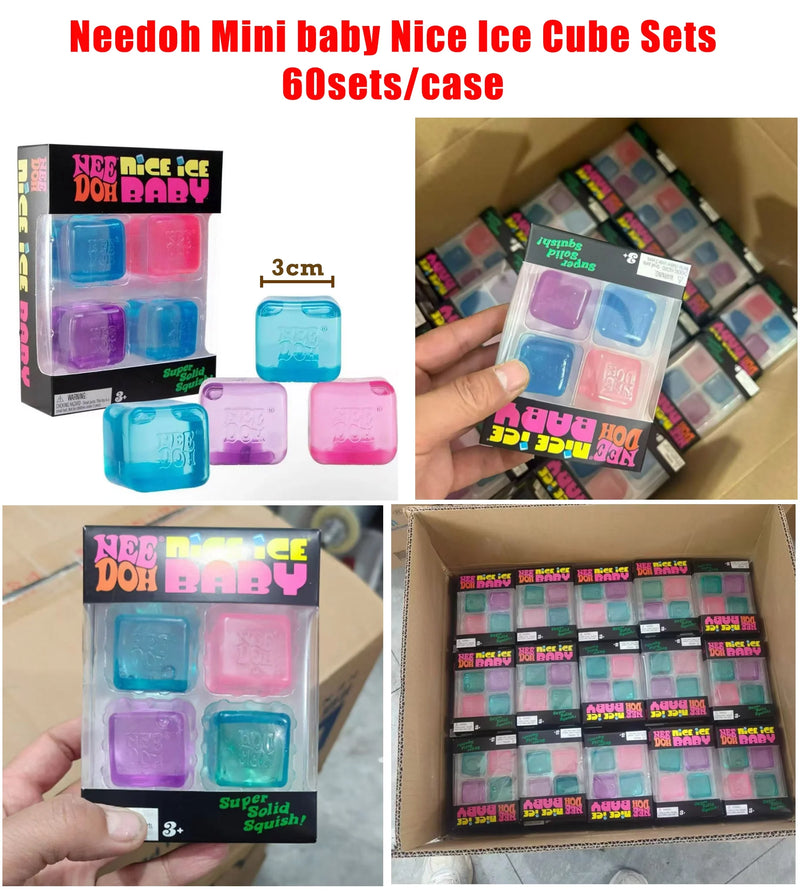 60Pack Needoh Style Mini Baby Nice Ice Cube Sets Stress Relief Fidget Cube Squishy Toy_GGblanks