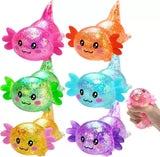 60 Pack Axolotl Squishy Stress Relief Toy Glitter Fidget Toys Cute Malt Sugar Axolotl Toy Fidget Toys Adults Fidget Toys for Kids Youth Adult_GGblanks