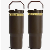 25 Pack 30oz Gold Plated Bottles Dark Chocolate Brown 30oz Tumbler with Flip Straws_GGblanks