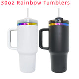 20 Pack Rainbow Plated  30oz 40oz Tumblers Powder Coated H2.0 White/Black Quencher Tumbler_GGblanks