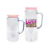 25 Pack China Warehouse Glitter Pre Drilled Hole 12oz 16oz Double Wall Snow Globe Plastic Mug with Handle for UV DTF Transfer Wrap_GGblanks