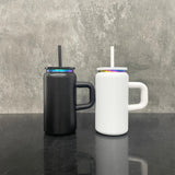 6pcs/12pcs 16oz Rainbow Plated Black&White Stainless Steel Can with Handle for Laser Engraving_GGblanks