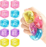 72 Pack of 5cm Glitter Squeeze Ice Cubes With Gift Boxes Slow Rising Stress-Relief Squishy Toys_GGblanks