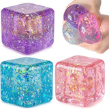 72 Pack of 5cm Glitter Squeeze Ice Cubes With Gift Boxes Slow Rising Stress-Relief Squishy Toys_GGblanks