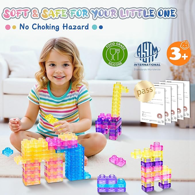 40 Pack 28 Sets Jelly Blox Same Style Soft Jelly Building Blocks for Toddlers Kids_GGblanks