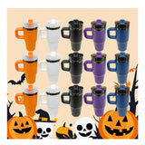 20 Pack 25 Pack Halloween 14oz/40oz Mirror Black Mirror Underneath Powder Coated Quencher Tumbler_GGblanks