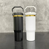 25 Pack 30oz Mirror Gold Plate White Black Mix Flip Straw Tumblers for Laser Engraving_GGblanks