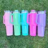 20 Pack 40oz White/Colorful Blank Sublimation Stanley-Style Bluetooth Speaker Tumblers_ GGblanks