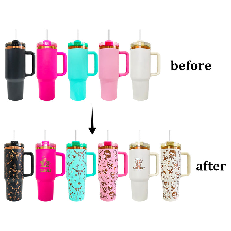 25 Pack Updated to H2.0 40oz Powder Coated Stainless Steel Tumbler Copper Plated Copper Underneath Tumbler_GGblanks