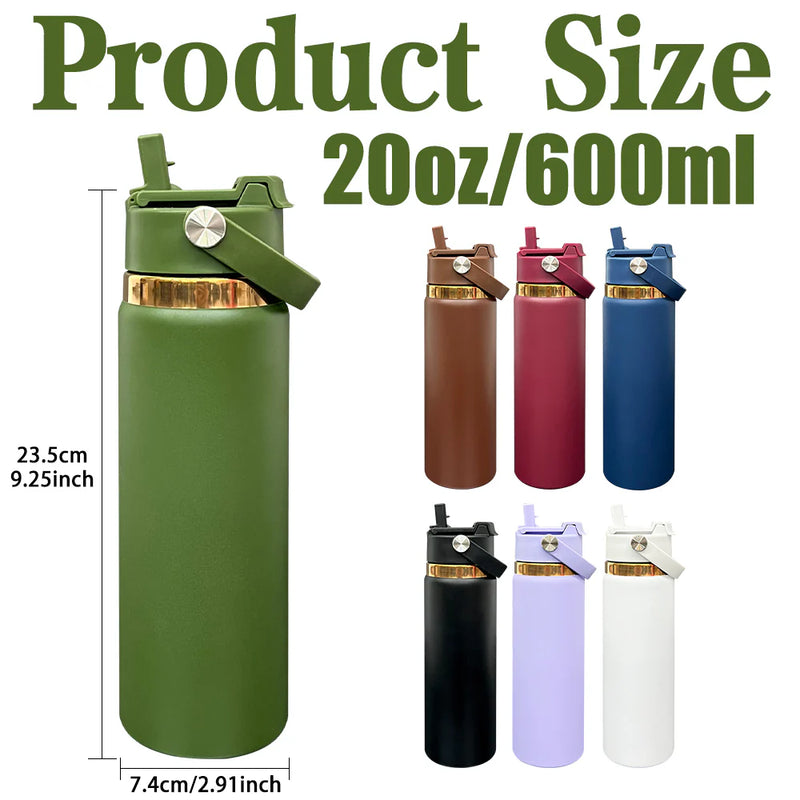 China Warehouse 20oz Mirror Copper Plated 2 in 1 Lids Powder Coated Outdoor Sports Water Bottles 20pcs For Laser Engraving_GGblanks
