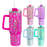 20 Pack USA Warehouse 40oz Holographic Print Leopard Travel Quencher Tumblers 5 colors Mixed_GGblanks