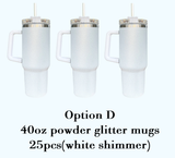 China RTS_40oz Blank Sublimation Glittery Rough Powder Glitter Tumbler Mugs with Handle And Straw ZSQ40001-GGblanks