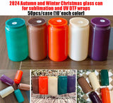 50 Pack China Warehouse 2024 Autumn and Winter Christmas glass can versatile 16oz glass cans_GGblanks