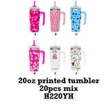 20 Pack 3D Cute Design Printed 20oz H2.0 Kids Tumbler Mug with Handle_GGblanks