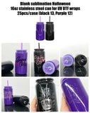 25 Pack Halloween 16oz stainless steel cans 13black 12purple_GGblanks