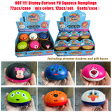 72 Pack Cute Realistic Disney Cartoon PU Steamed Bun Stress Relief Dumpling Squishy Toy Soft Squeeze Toys_GGblanks