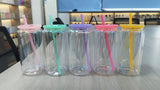 🔥😍16oz Rainbow Plated Glass Cans with Colorful Plastic Lids for Sublimation and UV DTF Wraps_GGblanks