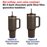 20 Pack Gold Plated Tumblers Dark Chocolate Brown H2.0 30oz 40oz Quencher Tumbler_GGblanks